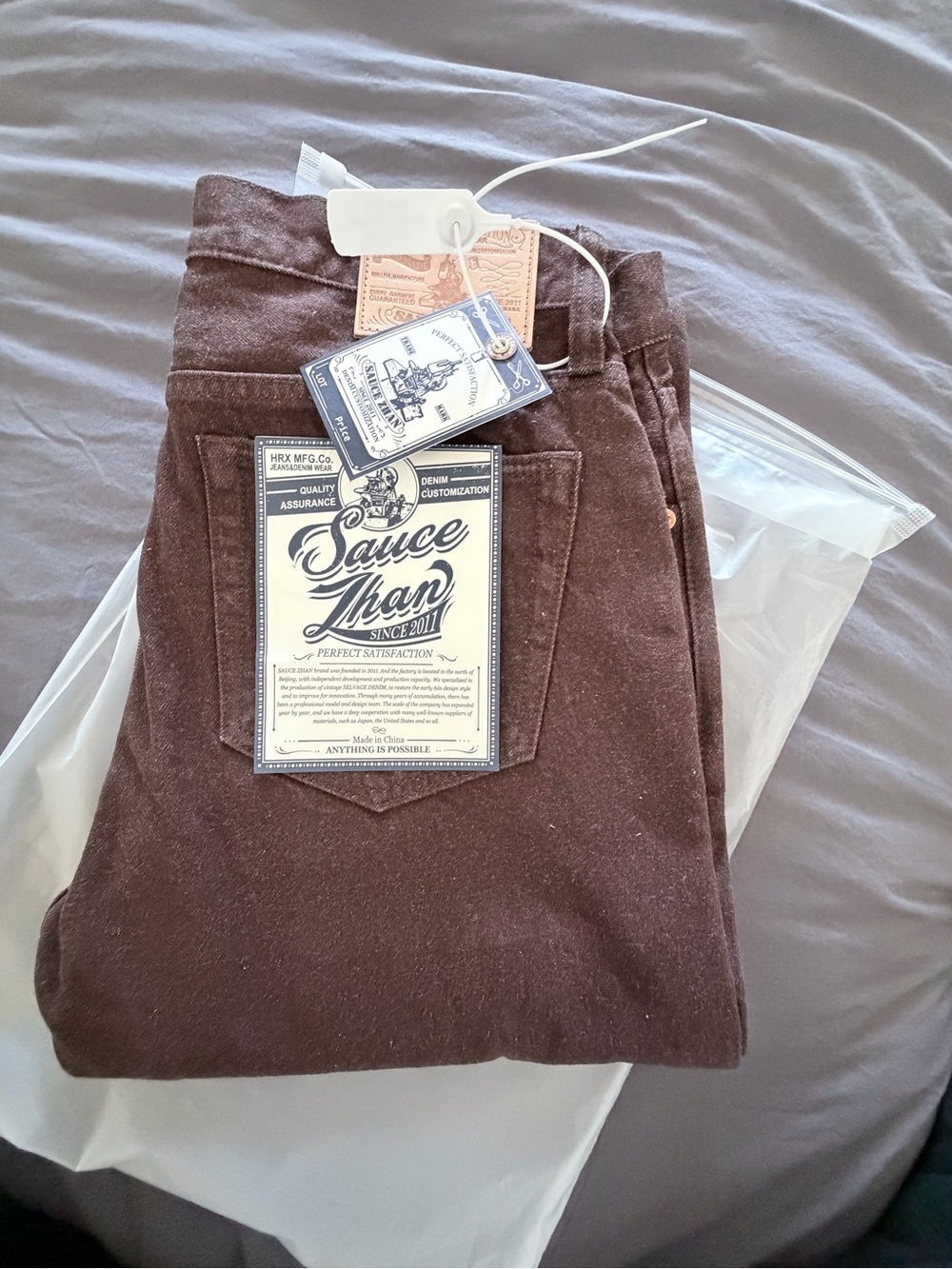 SAUCE ZHAN JAPANESE SELVEDGE DENIM- rare brown color
